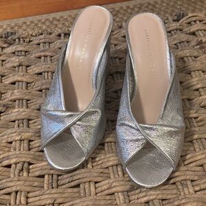Loeffler Randall Metallic Silver Mules
